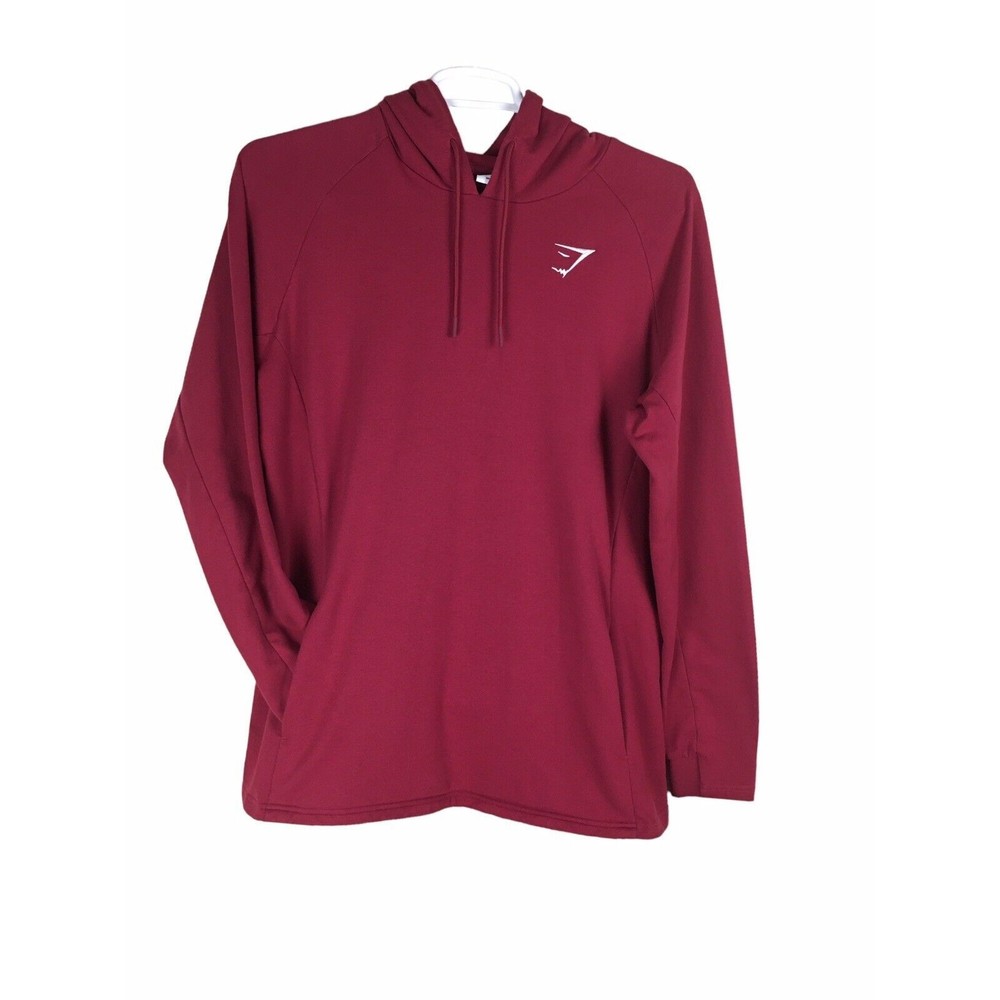 Gymshark Mens Red Long Sleeve Pullover Logo Pocket Hoodie size XL